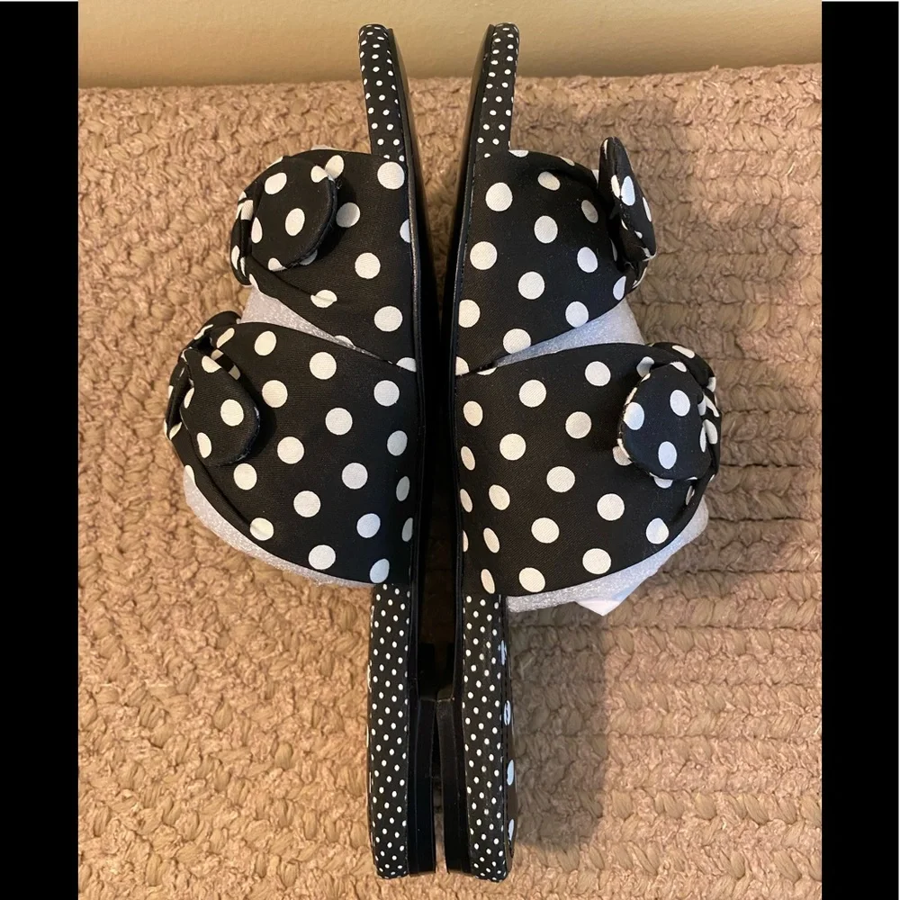 New, Charles David Collection Souffle Sandal, Black & White Polka Dot, Bow, SZ 9